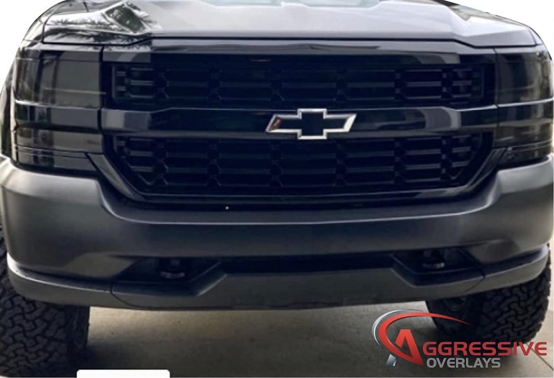 Aggressive Overlays for: 2016-2018 Chevy Silverado 1500 Smoked Head Light Overlays Film Tinted Vinyl Tint Film Black Out 20% Dark (20% Dark Smoke) - Image 4